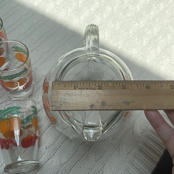 VTG 1950s Anchor Hocking 40oz Juice pitcher & five 4oz glasses orange tomato - Picture 9 of 11